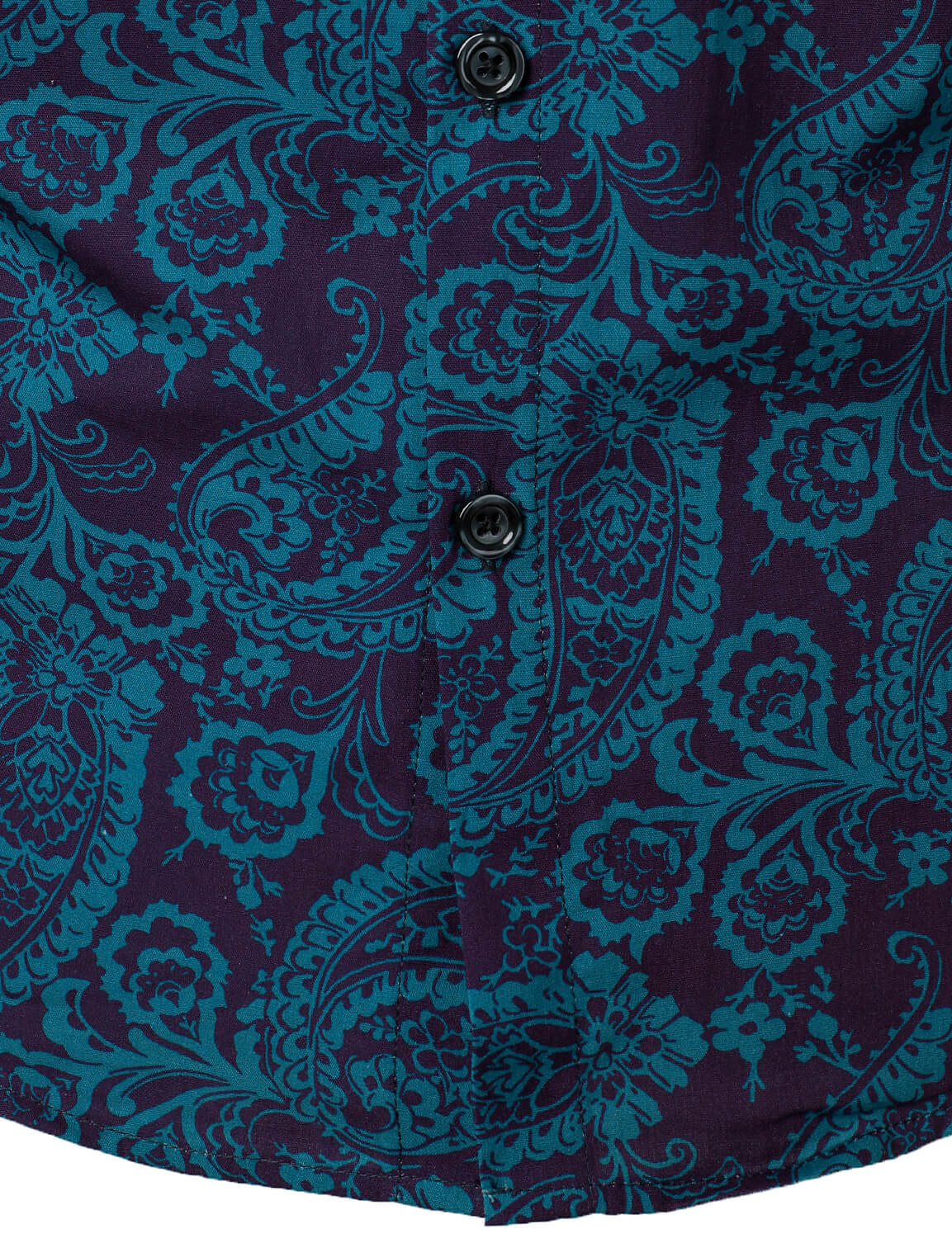 Crown Gentleman™ | Blue Cotton Long-Sleeve Shirt with Paisley Print