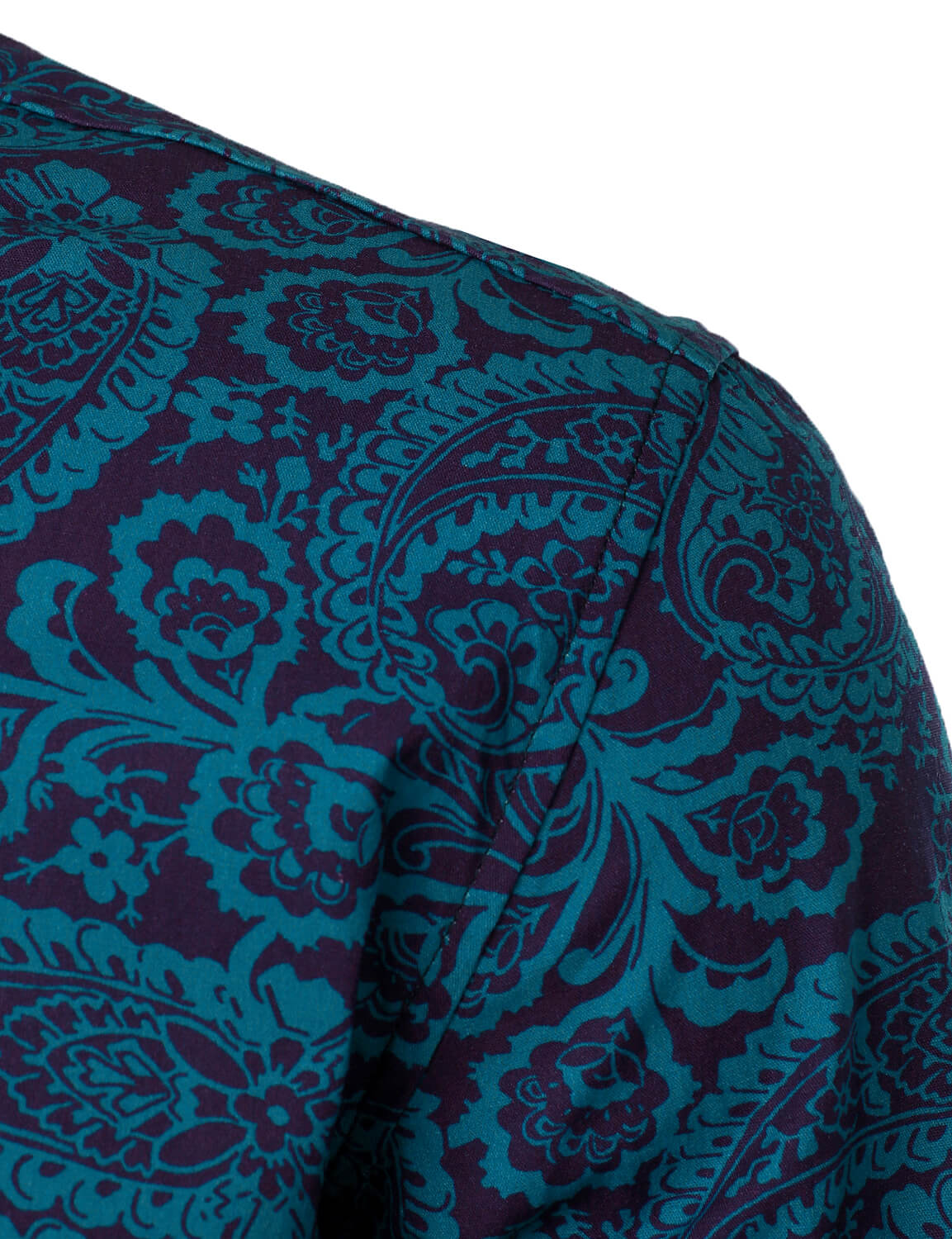 Crown Gentleman™ | Blue Cotton Long-Sleeve Shirt with Paisley Print