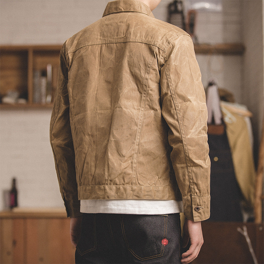 Crown Gentleman™ | Vintage Waxed Canvas Trucker Jacket