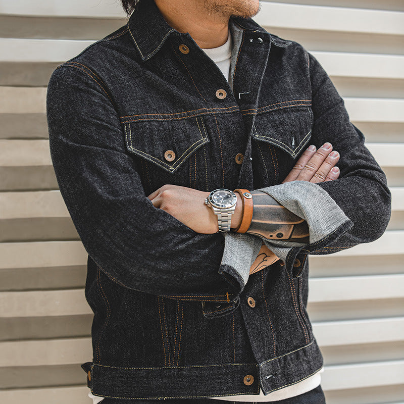 Crown Gentleman™ | Vintage Motorcycle Slim-fit Denim Jacket