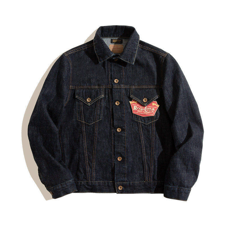 Crown Gentleman™ | Vintage Motorcycle Slim-fit Denim Jacket