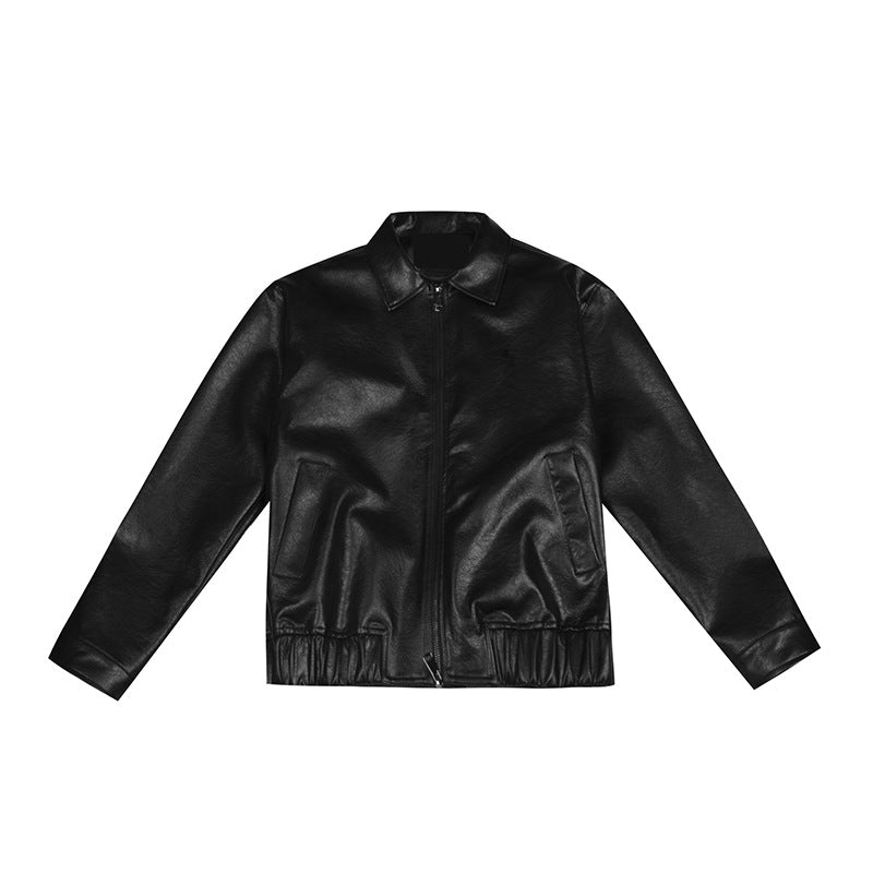 Crown Gentleman™ | Classic Short PU Leather Motorcycle Jacket