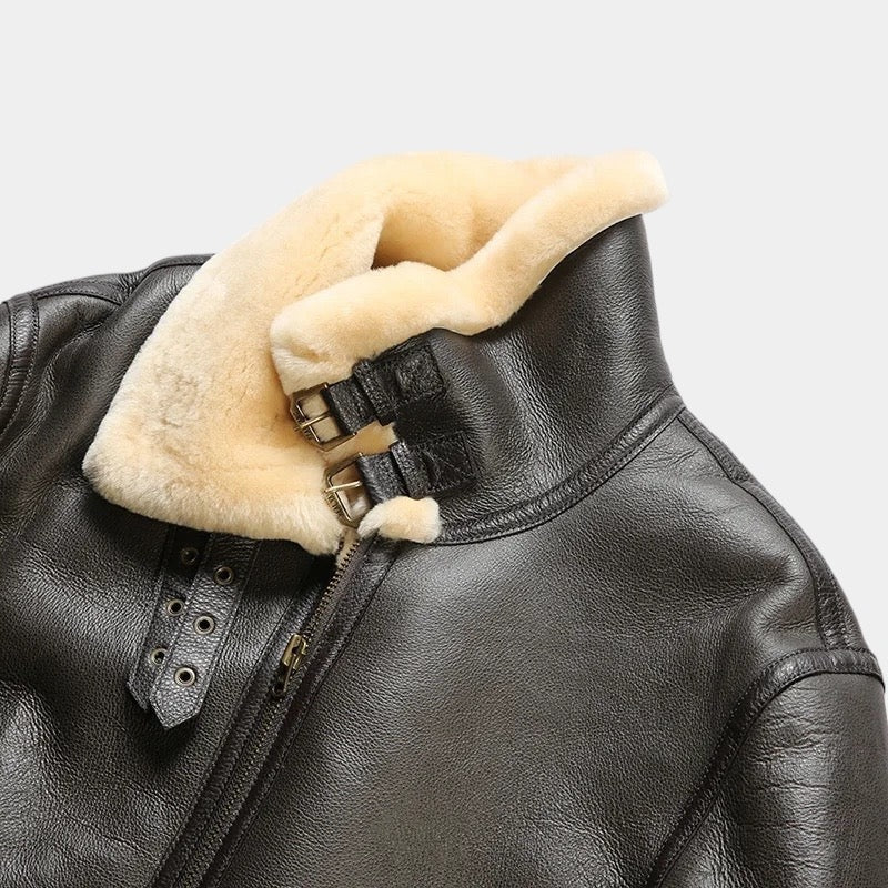 Crown Gentleman™ | Leather Aviator Coat