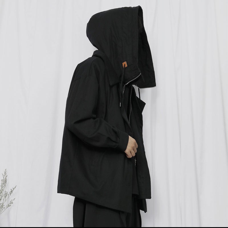 Crown Gentleman™ | Noir Hooded Oversized Jacket