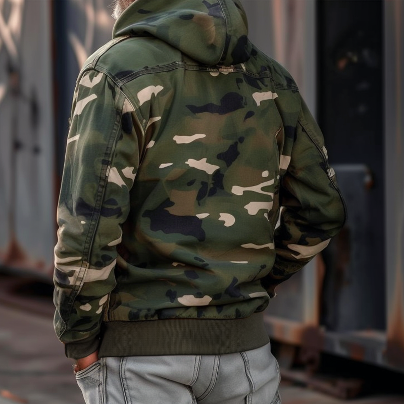 Crown Gentleman™ | Camouflage Hooded Multi-Pocket Cargo Jacket