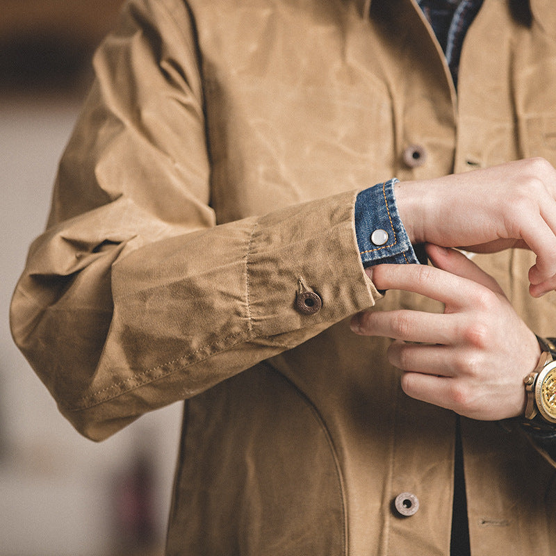 Crown Gentleman™ | Vintage Waxed Canvas Trucker Jacket