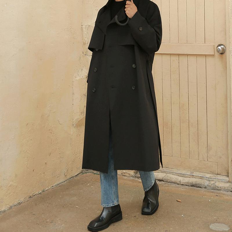 Crown Gentleman™ | Double-Breasted Mid-Length Trench Coat