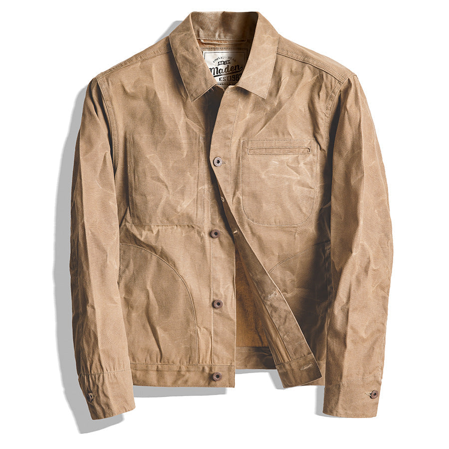 Crown Gentleman™ | Vintage Waxed Canvas Trucker Jacket