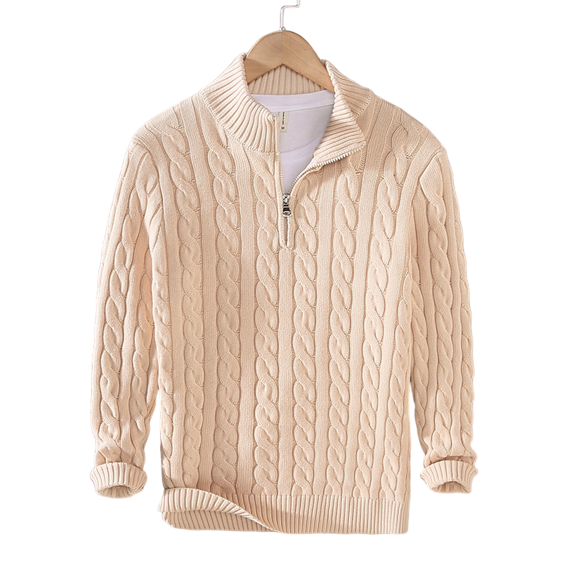 Crown Gentleman™ | Cable Knit Half-Zip  Sweater