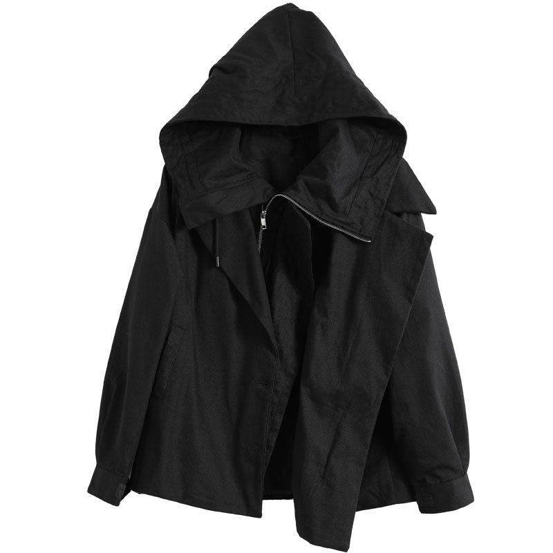 Crown Gentleman™ | Noir Hooded Oversized Jacket