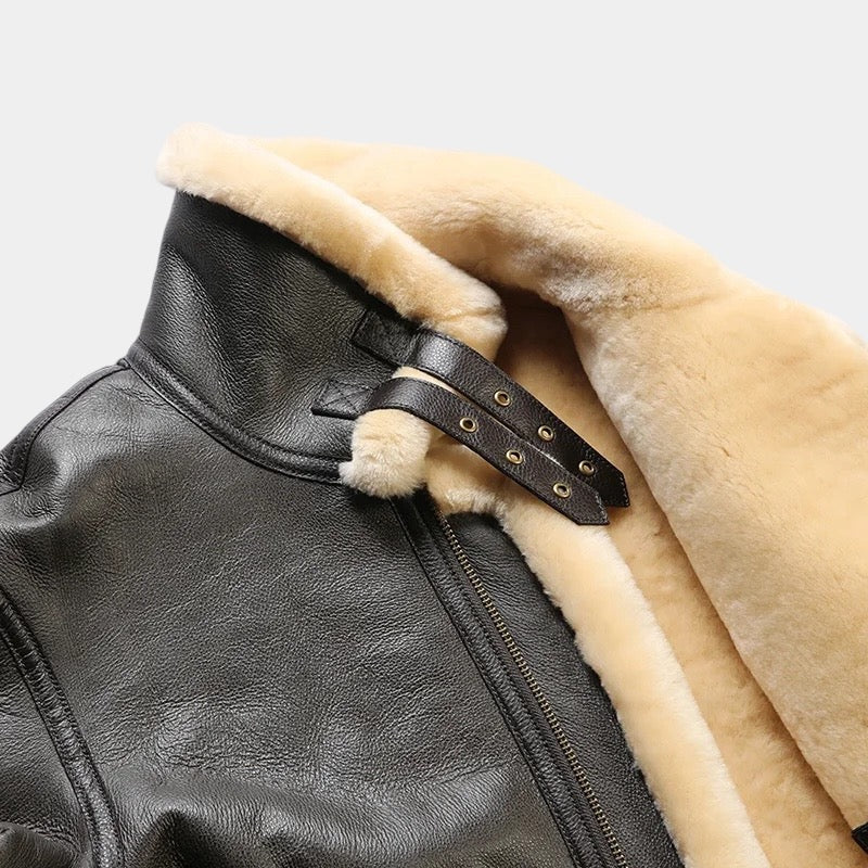 Crown Gentleman™ | Leather Aviator Coat