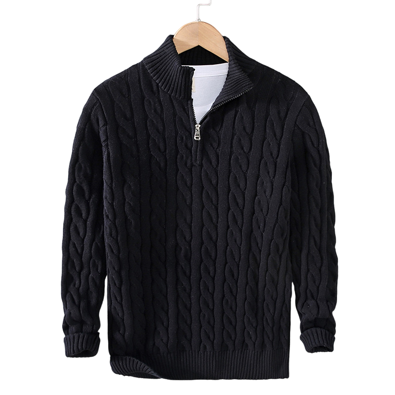 Crown Gentleman™ | Cable Knit Half-Zip  Sweater