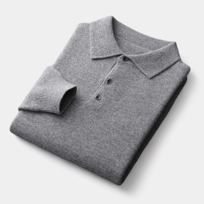 Crown Gentleman™ | Merino Wool Polo Collar Sweater