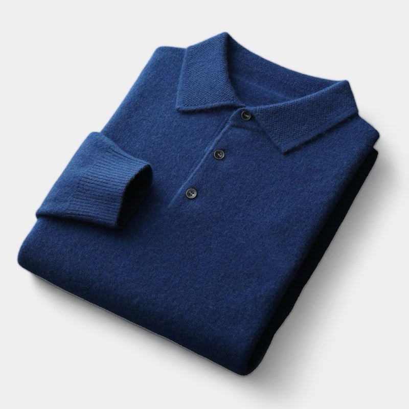 Crown Gentleman™ | Merino Wool Polo Collar Sweater