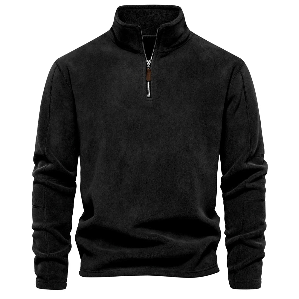 AIOPESON Brand Quality Thicken Warm Fleece Jacket for Men Zipper Neck Pullover Men's Sweatshirt Soft Shell Mens Jacket