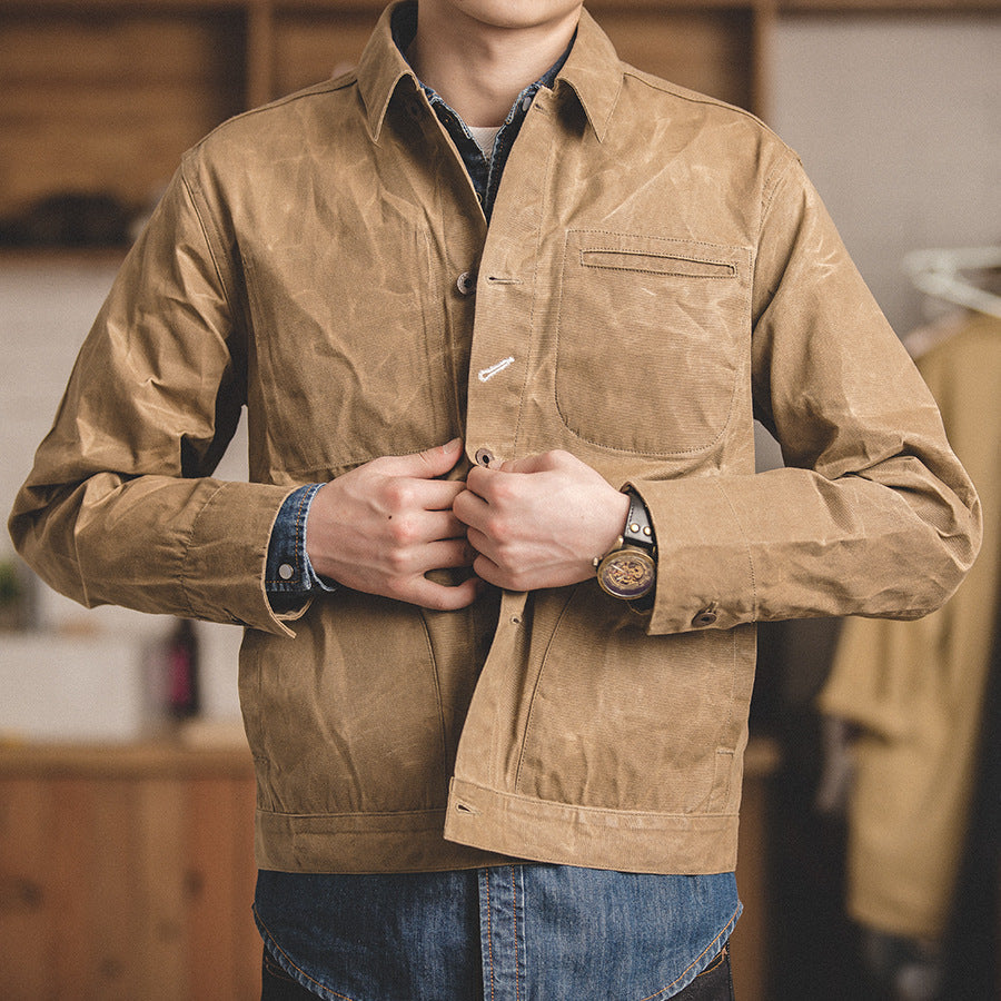 Crown Gentleman™ | Vintage Waxed Canvas Trucker Jacket