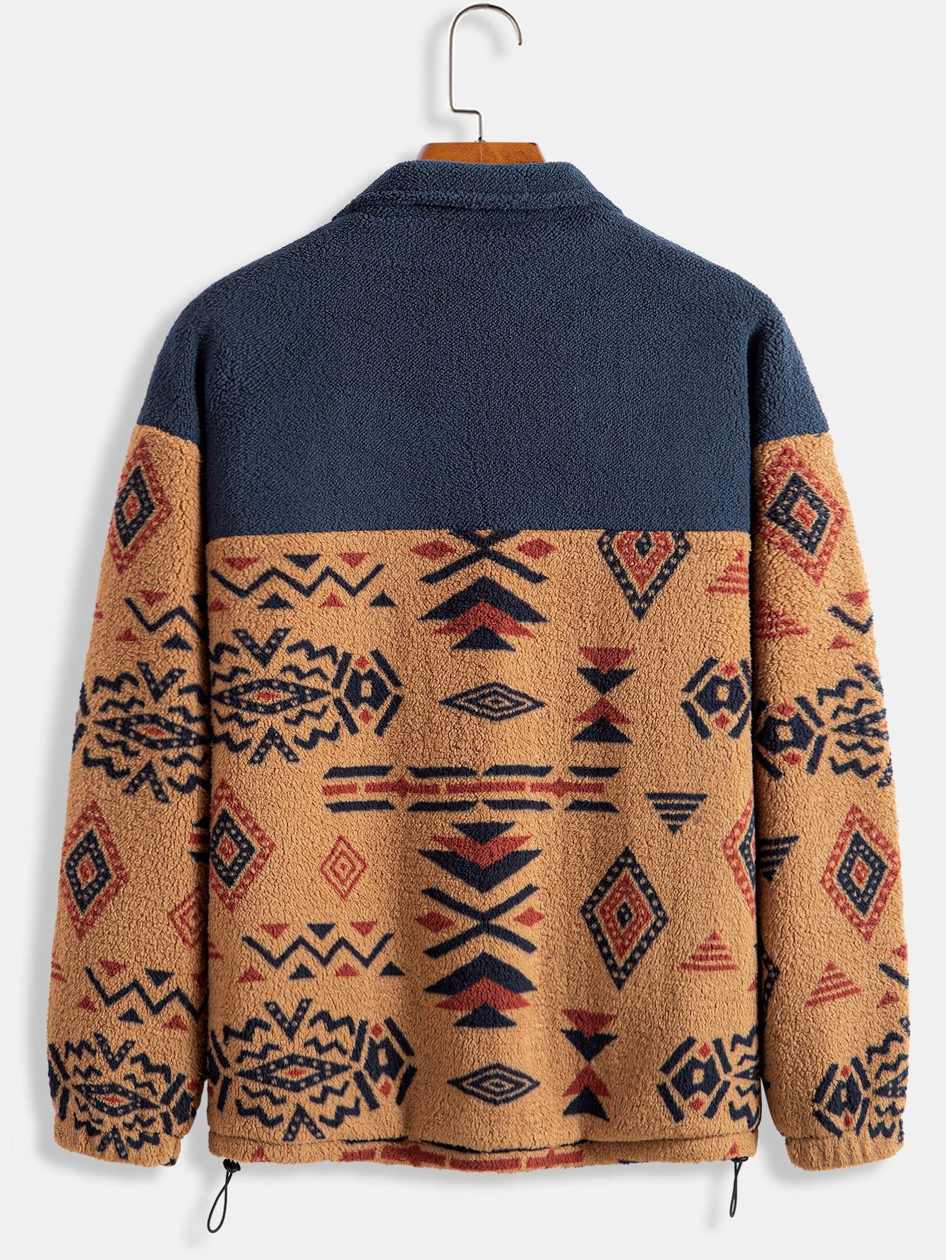 Crown Gentleman™ | Aztec Print Patchwork Teddy Fleece Coat