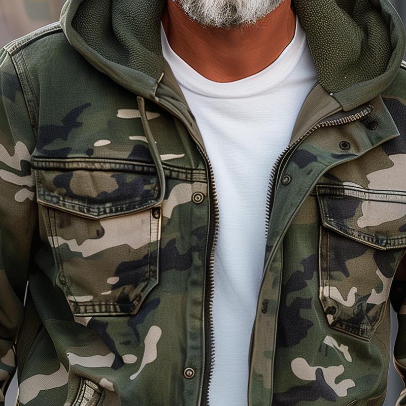 Crown Gentleman™ | Camouflage Hooded Multi-Pocket Cargo Jacket