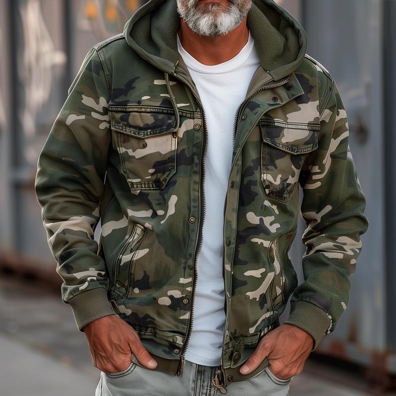 Crown Gentleman™ | Camouflage Hooded Multi-Pocket Cargo Jacket